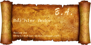 Bühler Andor névjegykártya